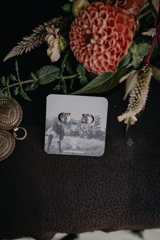 Sterling Silver Round Concho Studs