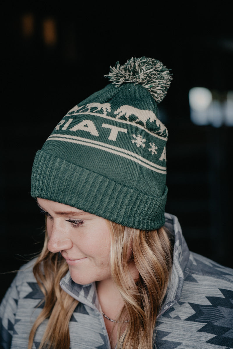 Women's Apres Ski Olive Green Beanie (One Size)