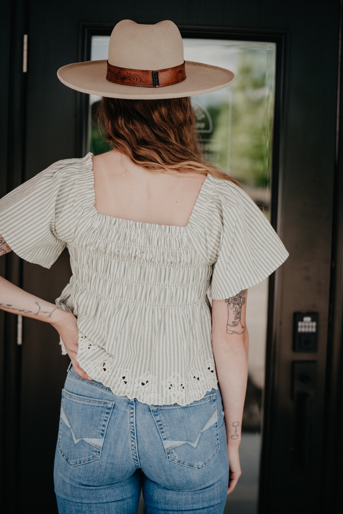 'Willow' Smocked Bodice Peplum Top (S-L)