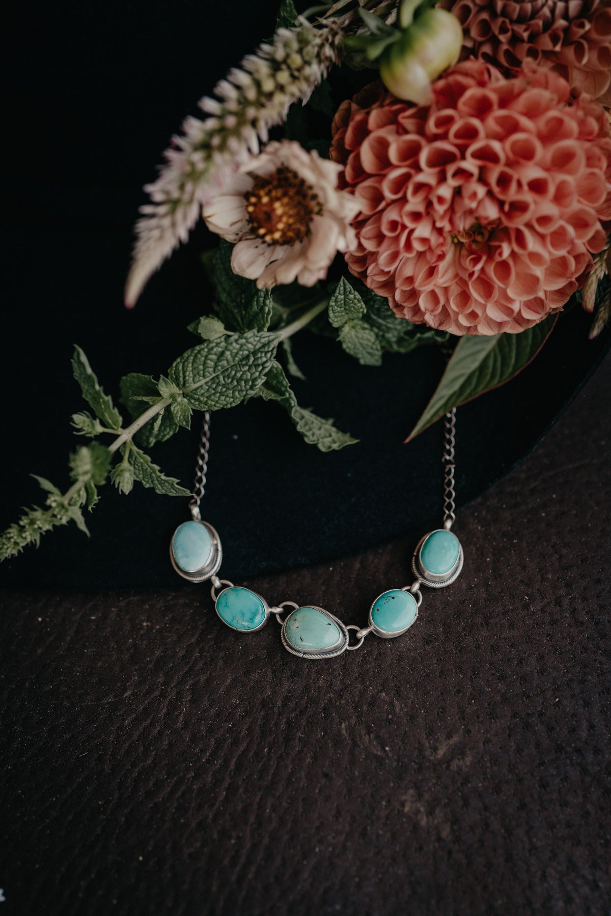 5 Turquoise Stone Chain Necklace