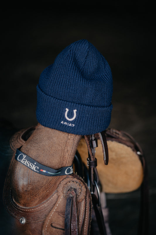 Youth Horseshoe Navy Beanie (One Size)