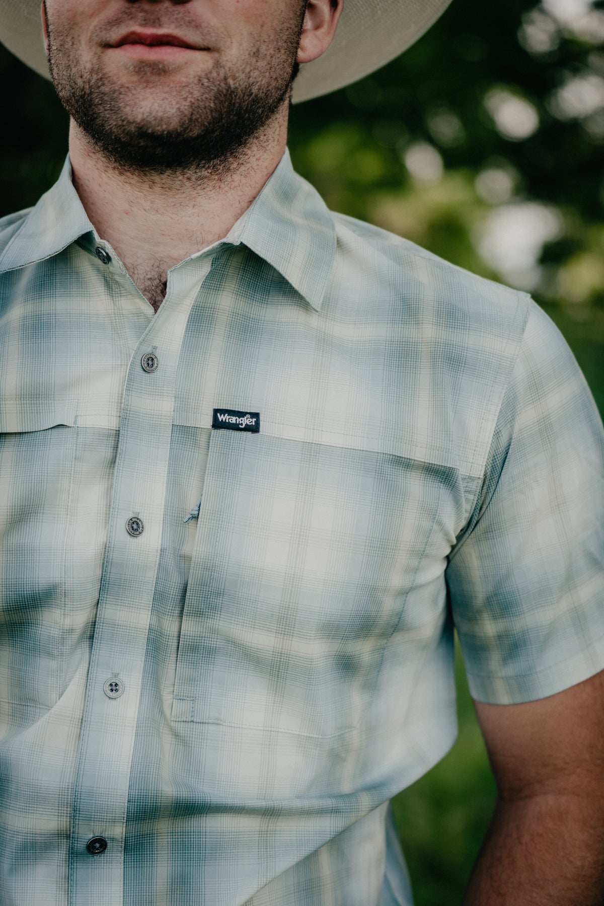 'Glen' Wrangler Men's All Terrain Athletic Vented Short Sleeve Plaid Shirt (M - XXL)