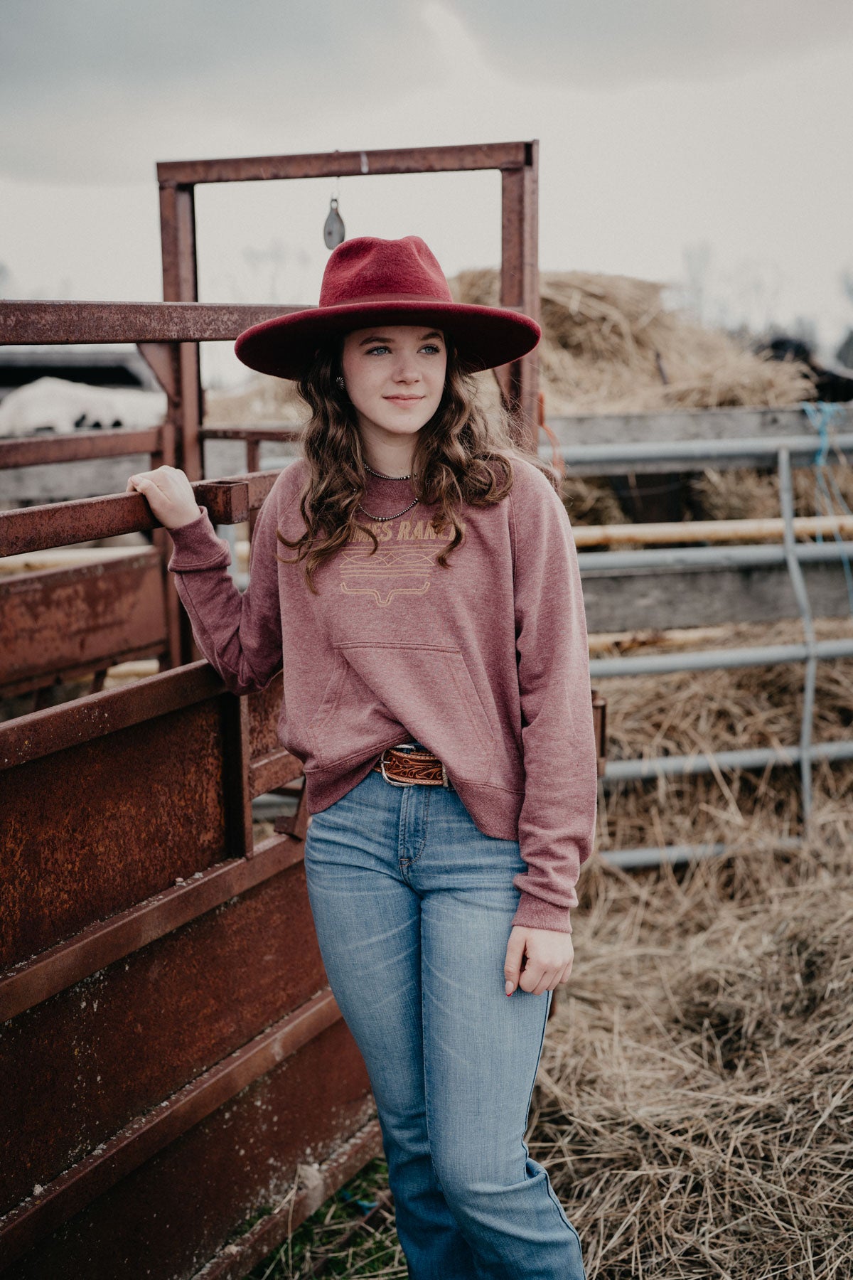 'Lexie' Women's Kimes Heathered Maroon Boot Stitch Pullover (S - XXL)