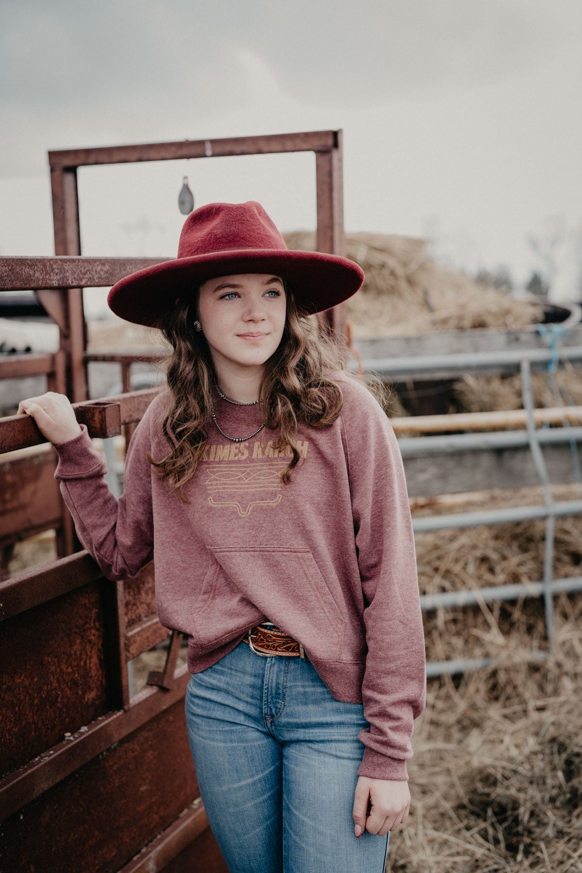 'Lexie' Women's Kimes Heathered Maroon Boot Stitch Pullover (S - XXL)