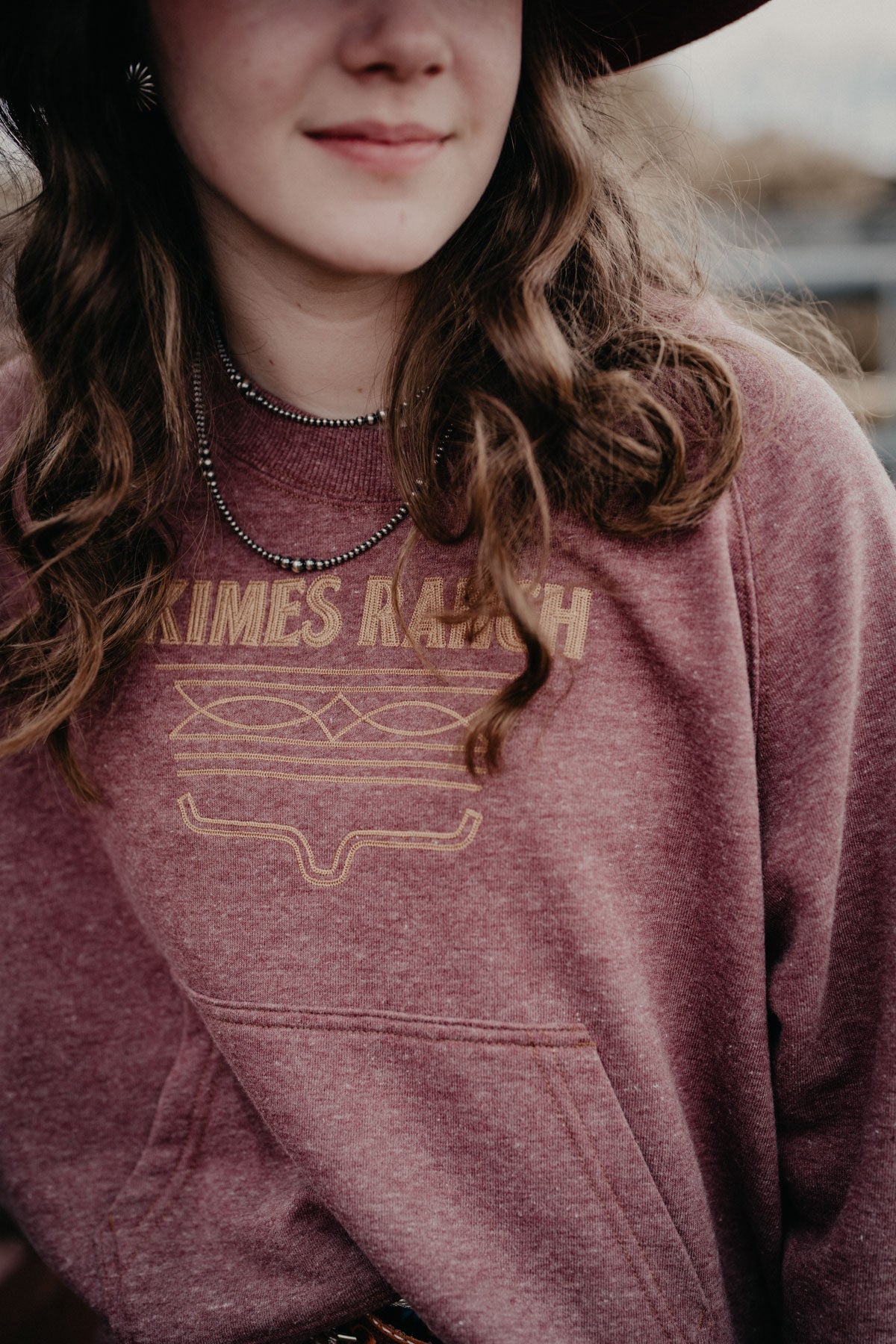 'Lexie' Women's Kimes Heathered Maroon Boot Stitch Pullover (S - XXL)