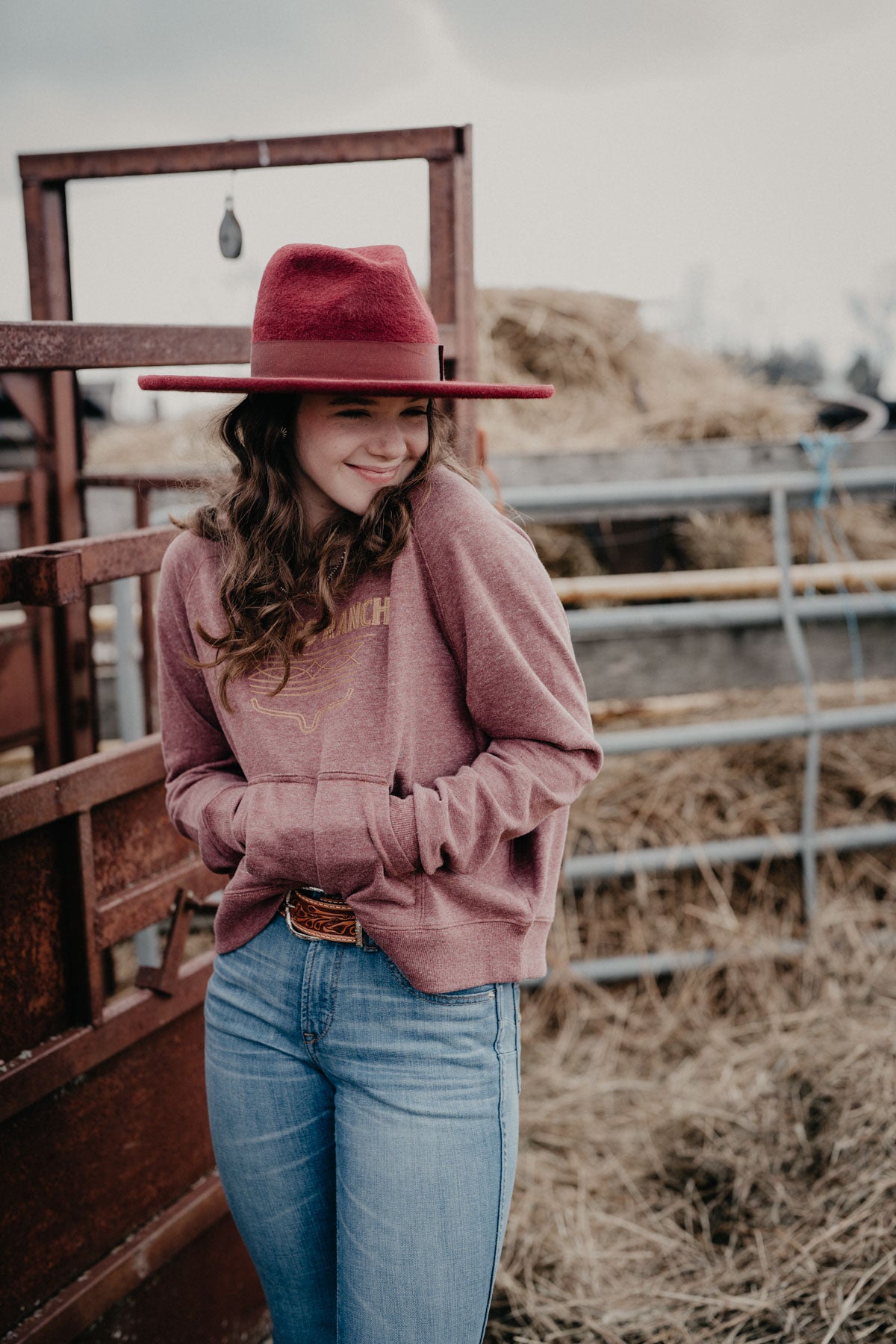 'Lexie' Women's Kimes Heathered Maroon Boot Stitch Pullover (S - XXL)