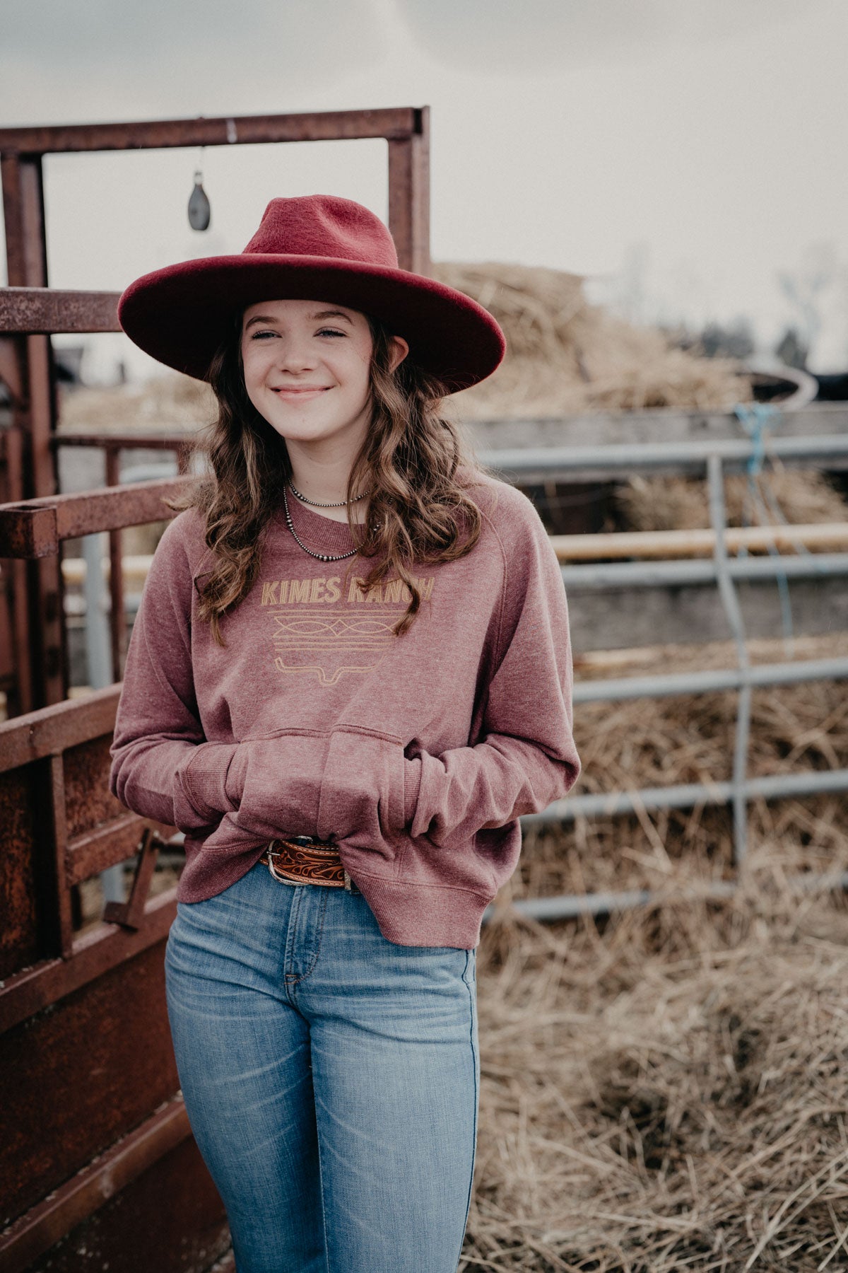 'Lexie' Women's Kimes Heathered Maroon Boot Stitch Pullover (S - XXL)