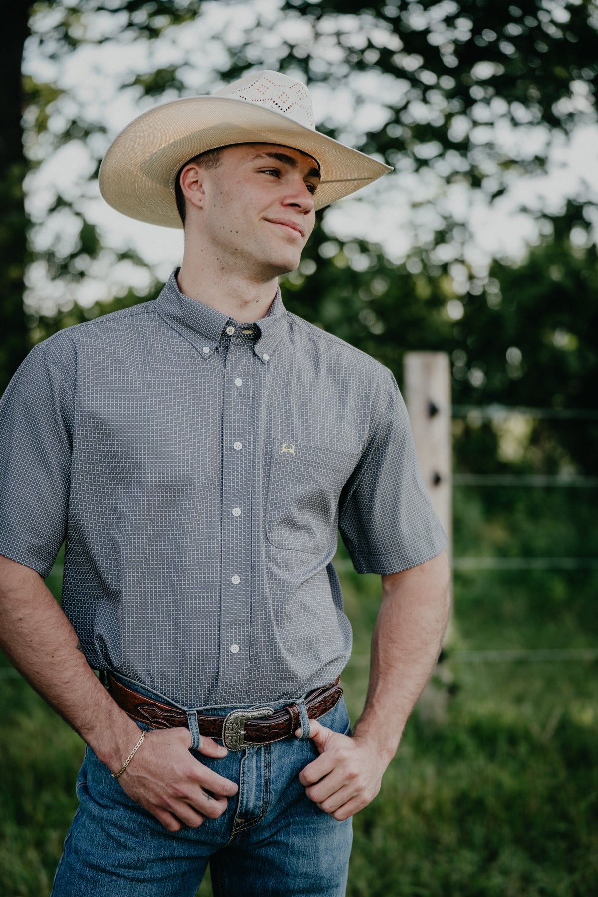'Travis' Men's Short Sleeve CINCH Arenaflex Grey (XS-XXL)