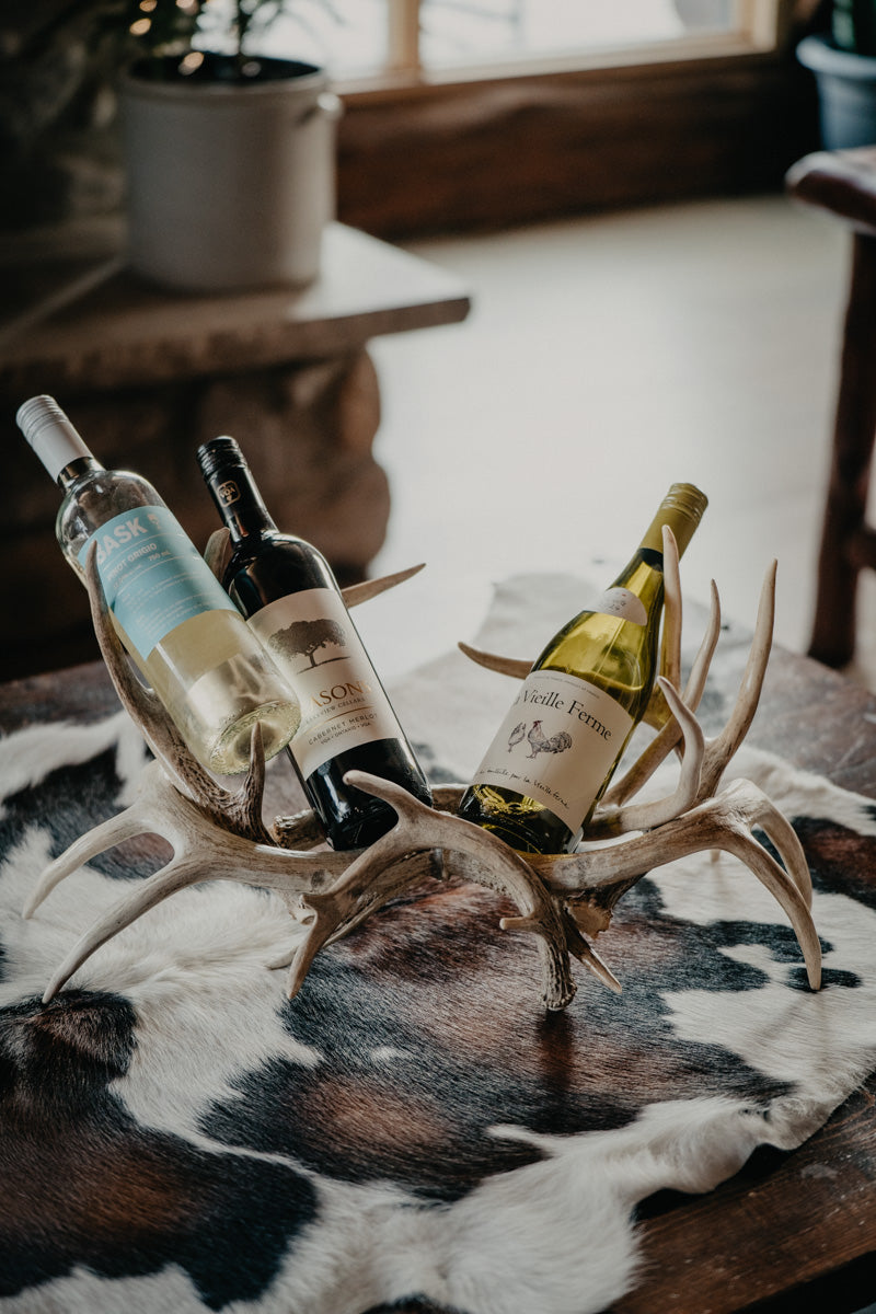 #83 Authentic Deer 3 Bottle Antler Wine Rack