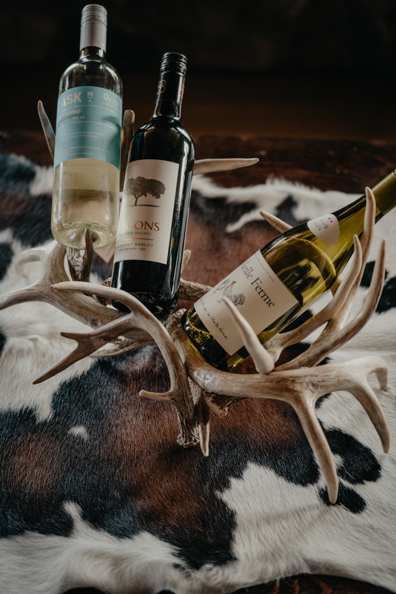 #83 Authentic Deer 3 Bottle Antler Wine Rack