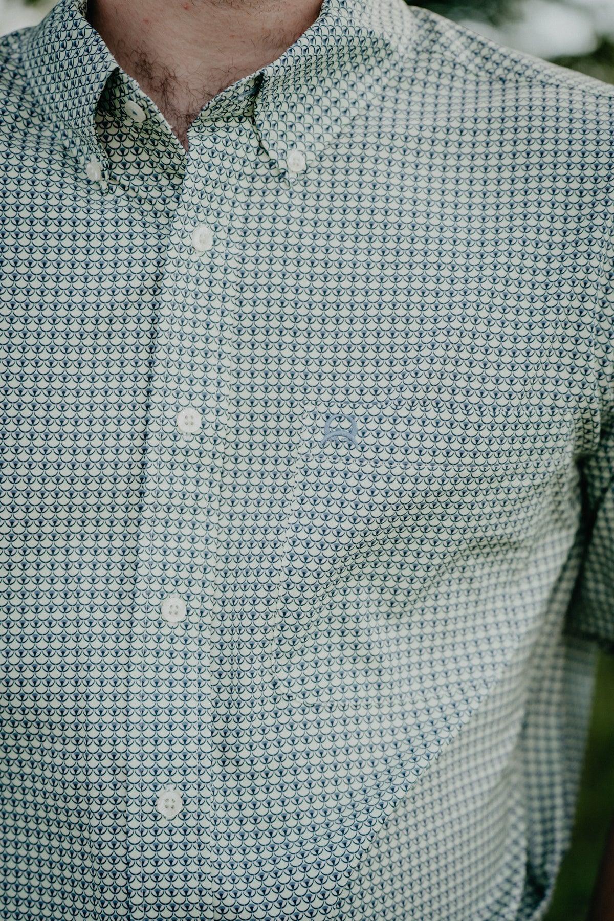 'Davor' Men's Short Sleeve Green Printed ArenaFlex CINCH Button Down (S-XXL)