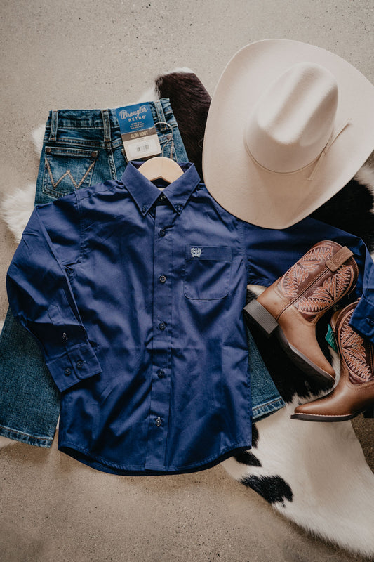 'Nate' Boy's CINCH Navy Button Down (XS-XXL)