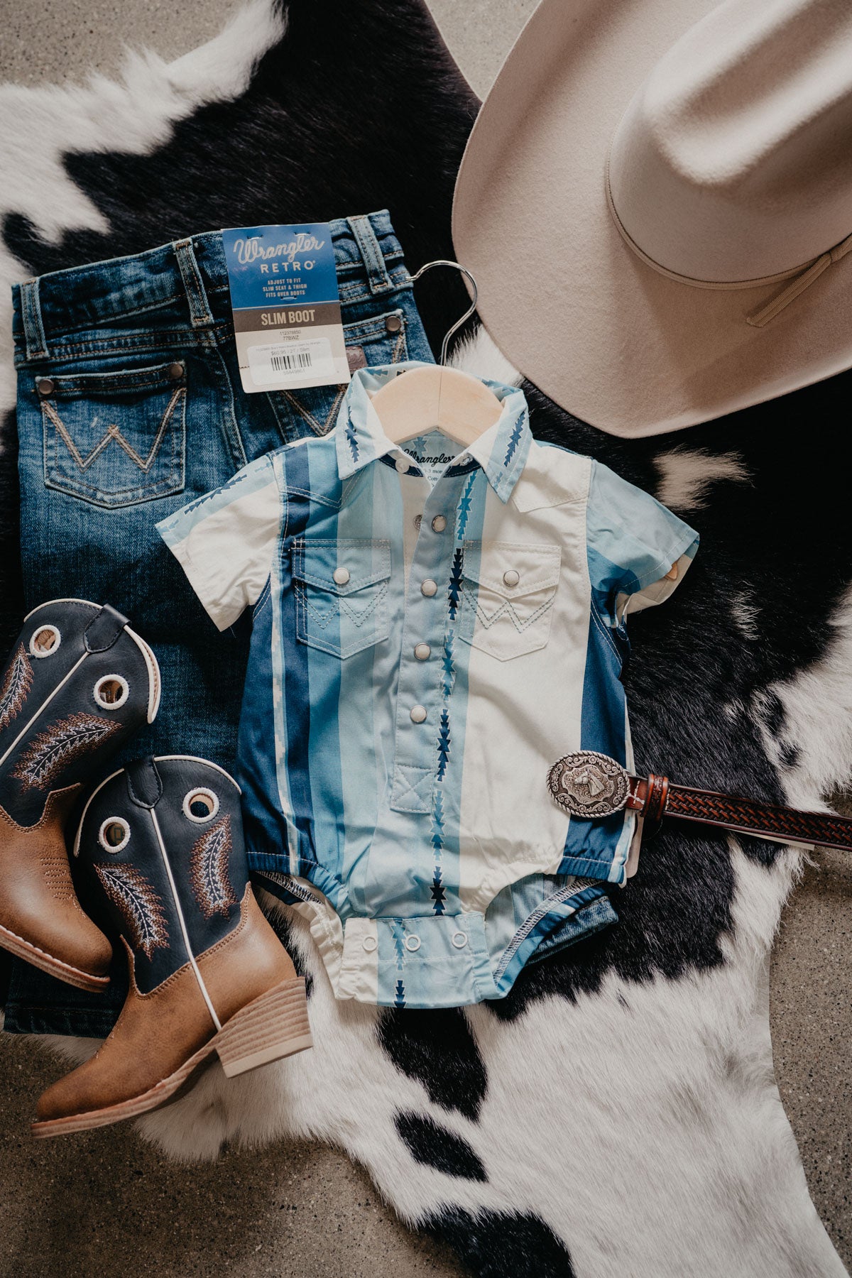 'Robbie' Wrangler Baby Boy Brushpopper Short Sleeve Onesie (0-3M-24M)