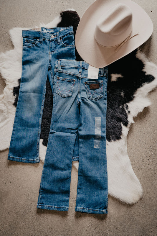 'Grace' Wrangler Girl's Retro Bootcut Jeans (Sizes 4-16/ Slim & Regular)