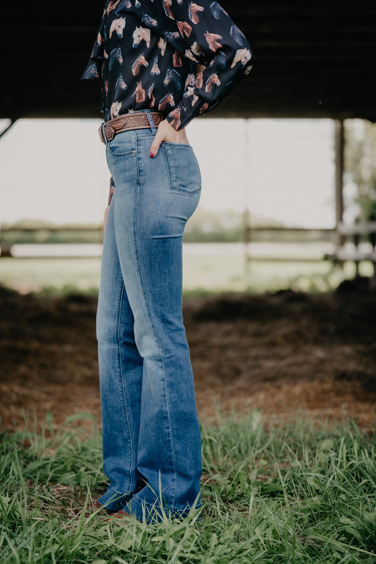 'Bella' Haala Denim Trouser Jean {Indigo Stone with Black Stitching)