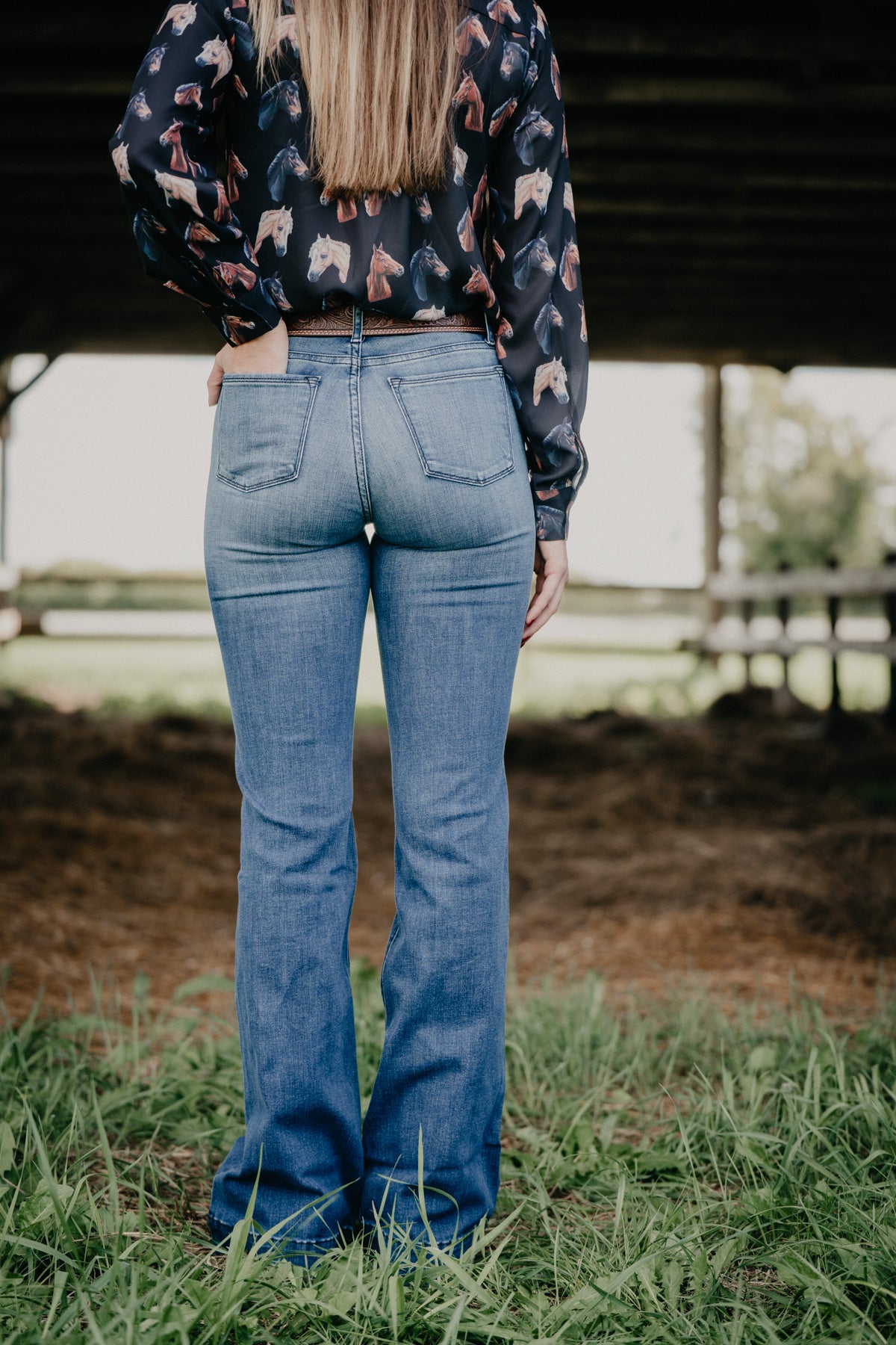 'Bella' Haala Denim Trouser Jean {Indigo Stone with Black Stitching)