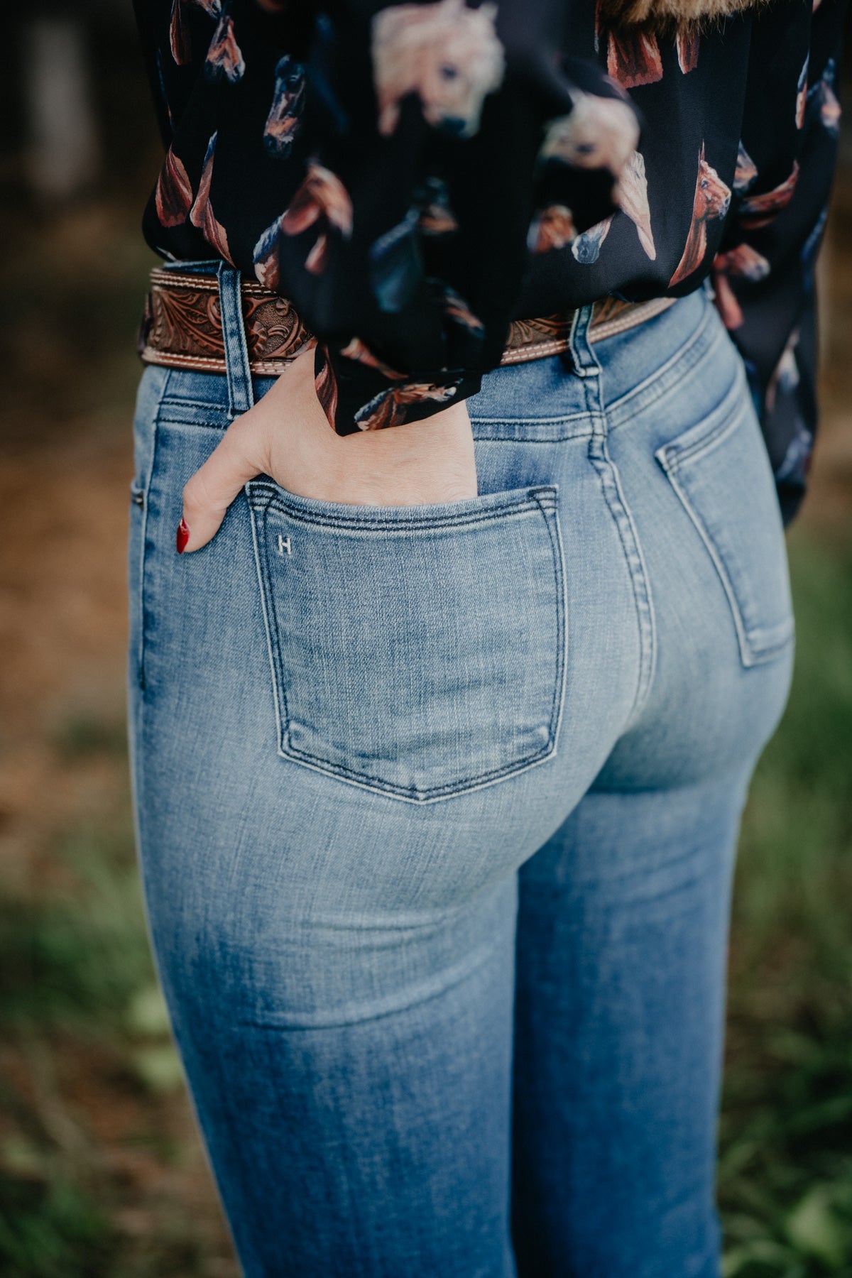 'Bella' Haala Denim Trouser Jean {Indigo Stone with Black Stitching)