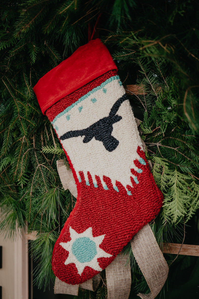 Rug Hooked Longhorn Christmas Stockings