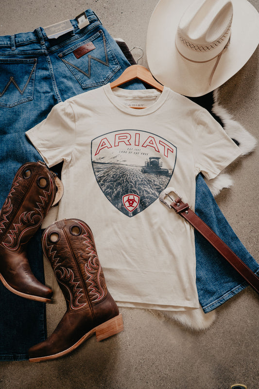 'Land of Free' Men's Ariat Farm Shield T-Shirt (S - XXL)
