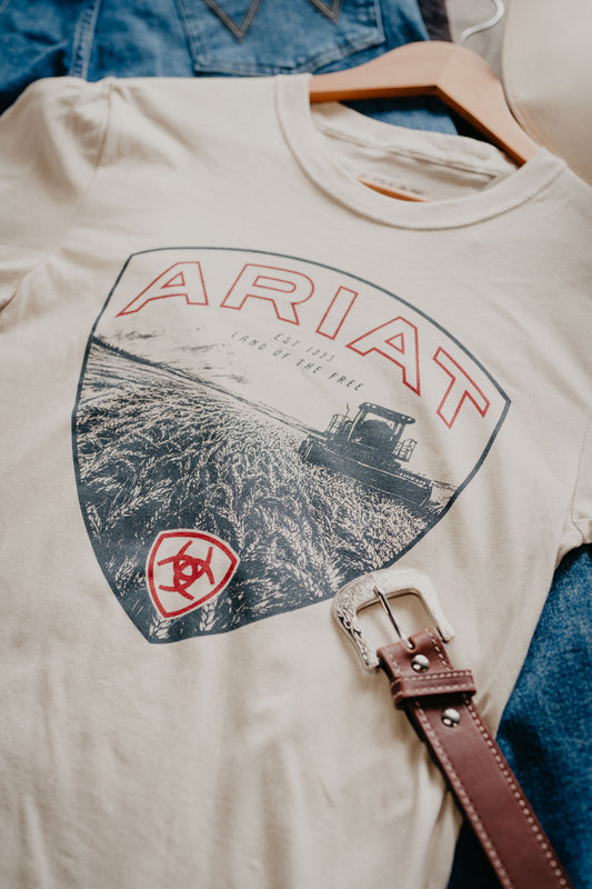 'Land of Free' Men's Ariat Farm Shield T-Shirt (S - XXL)