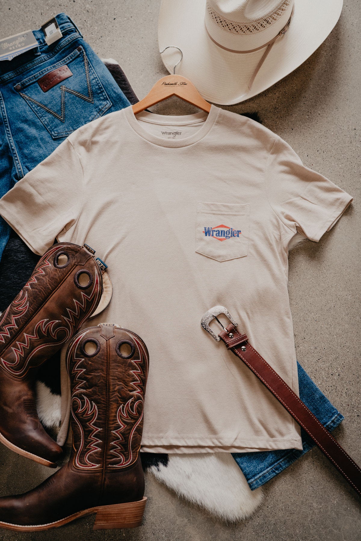 'Tanner' Men's Wrangler Graphic Tan Pocket T-shirt (S-XXL)