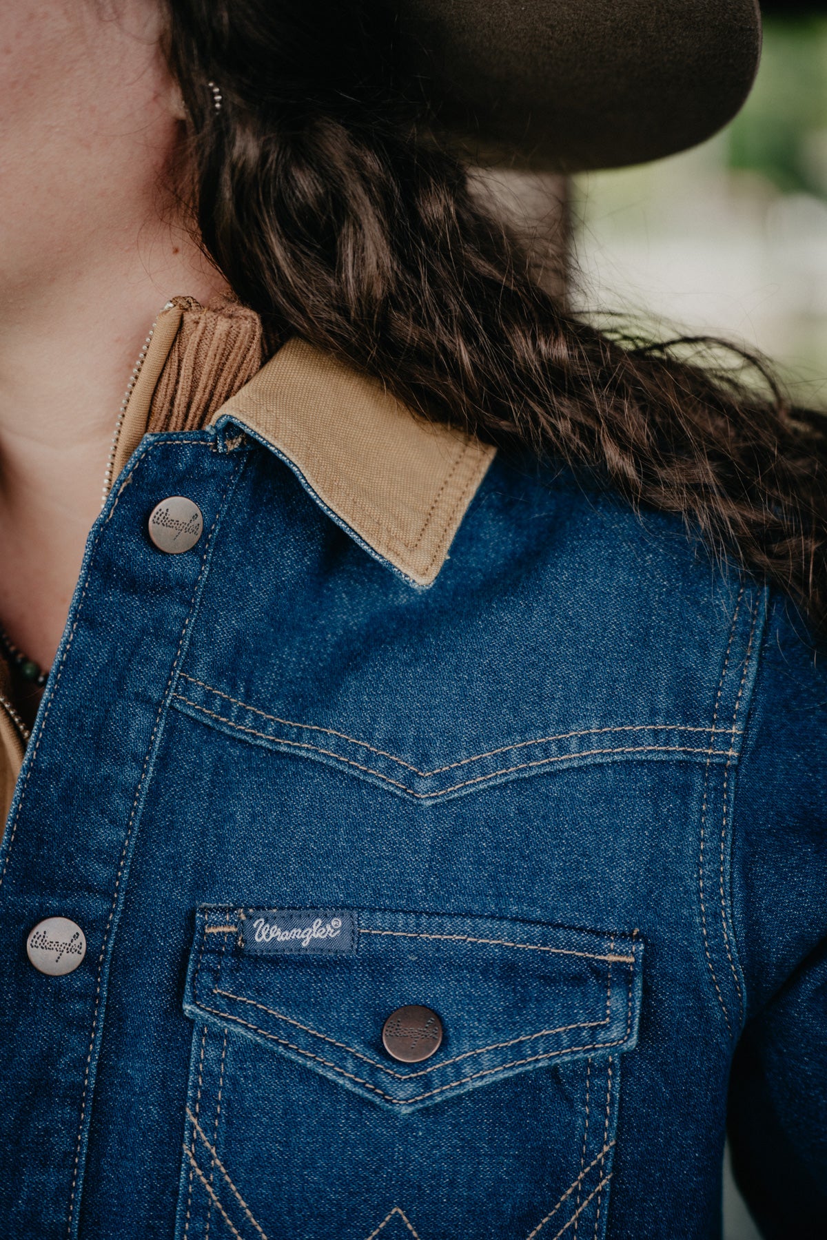 'Daisy Mae' Wrangler Denim Barn Jacket in Dark Wash