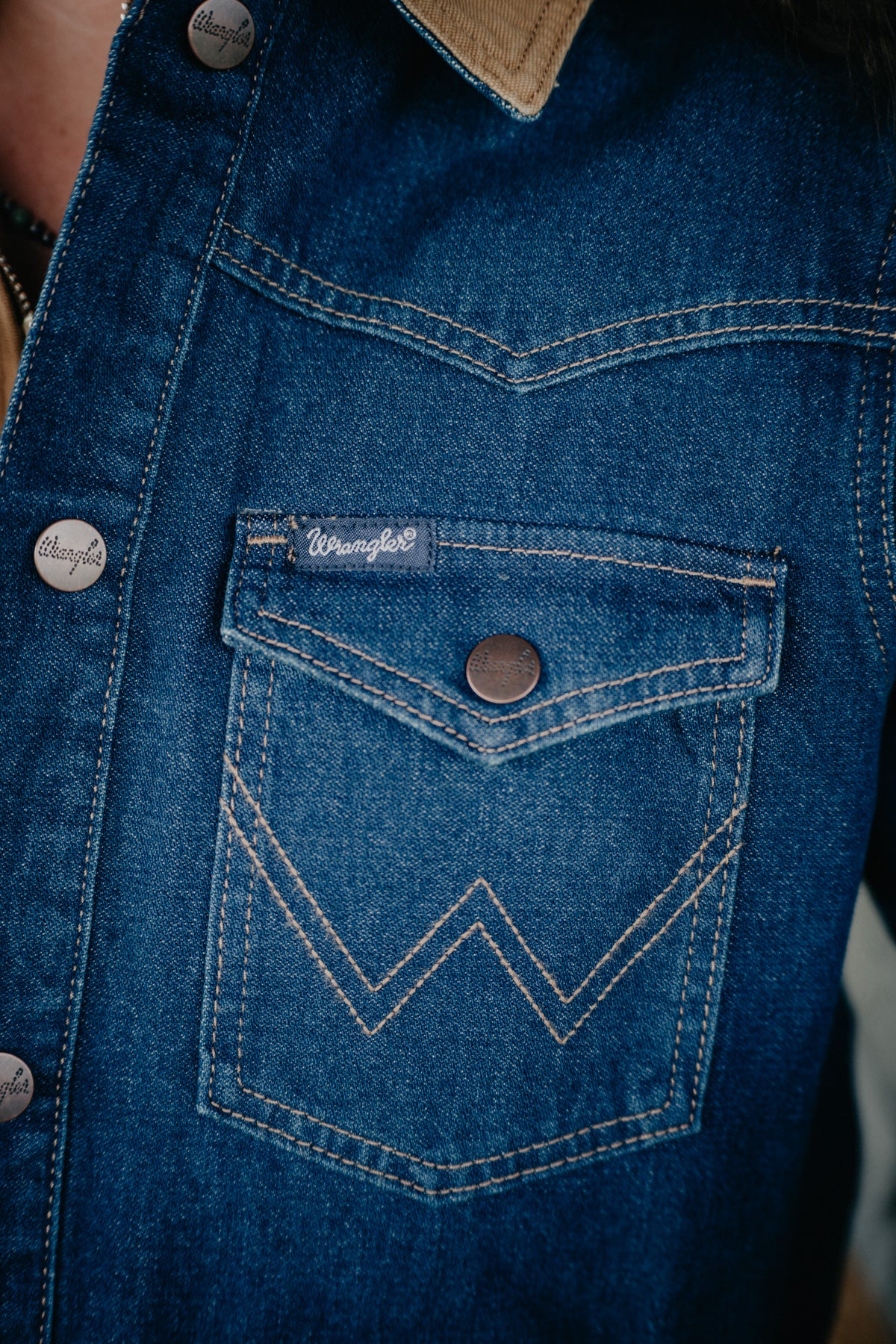 'Daisy Mae' Wrangler Denim Barn Jacket in Dark Wash