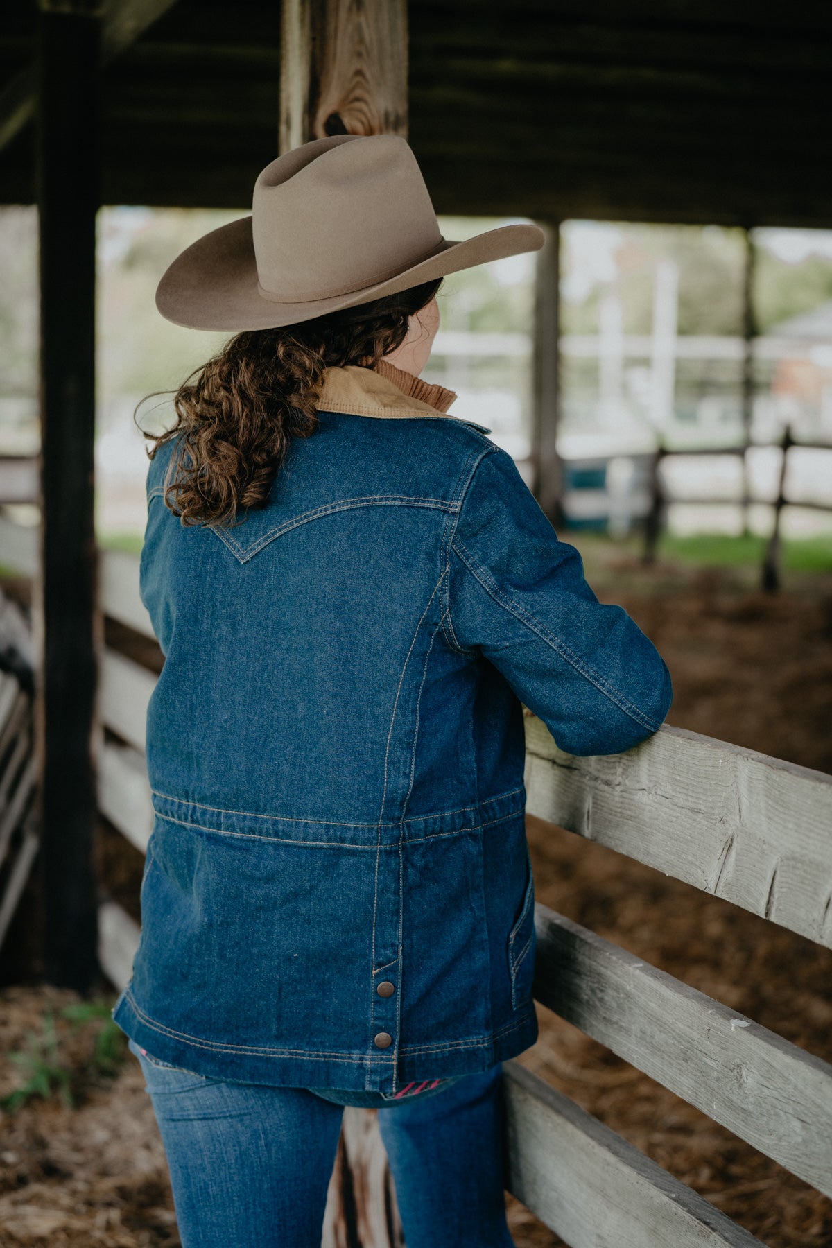 'Daisy Mae' Wrangler Denim Barn Jacket in Dark Wash