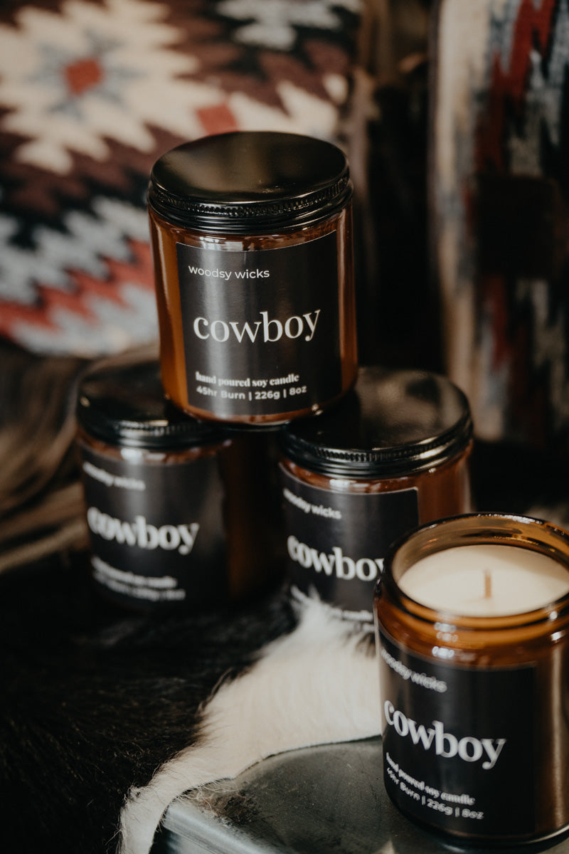 8oz Cowboy Scented Western Candle - 100% Soy
