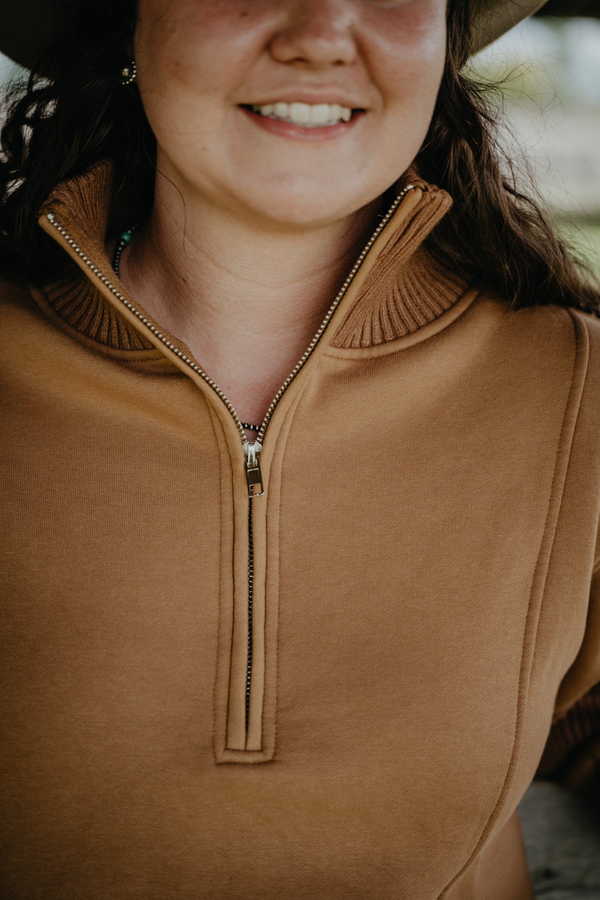 'Teri' Women's 1/2 Zip Camel Sweater