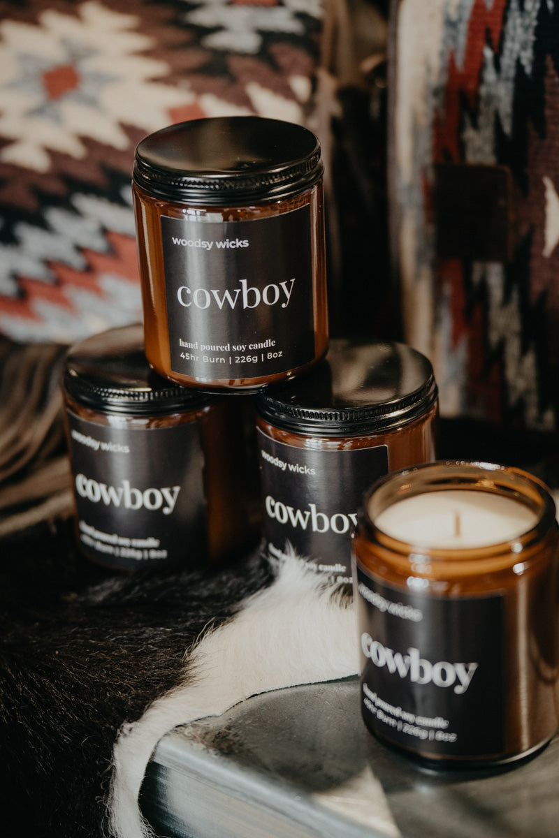 8oz Cowboy Scented Western Candle - 100% Soy