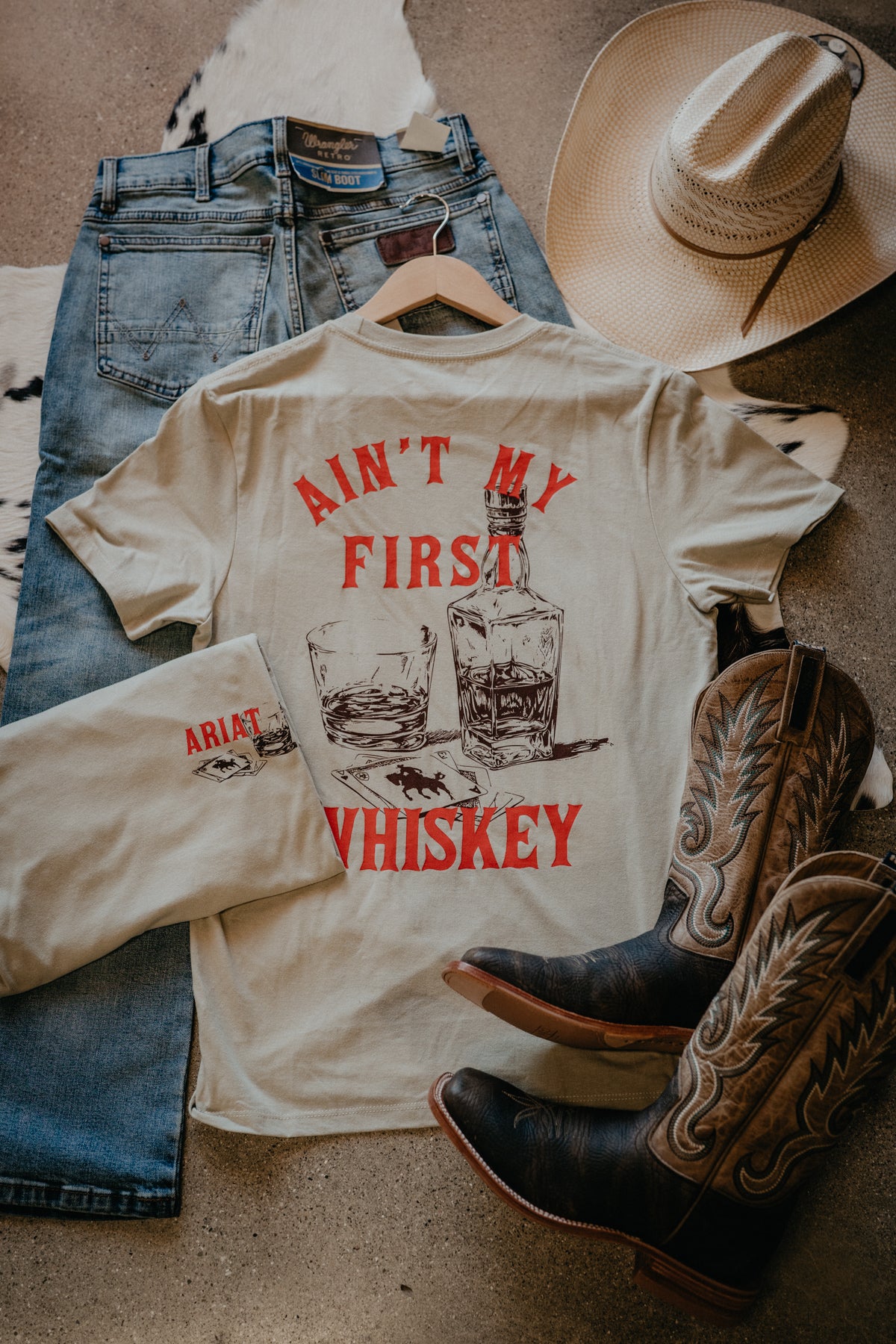 'Ain't My First Whiskey' Men's Olive Ariat T-Shirt (S-XXL)