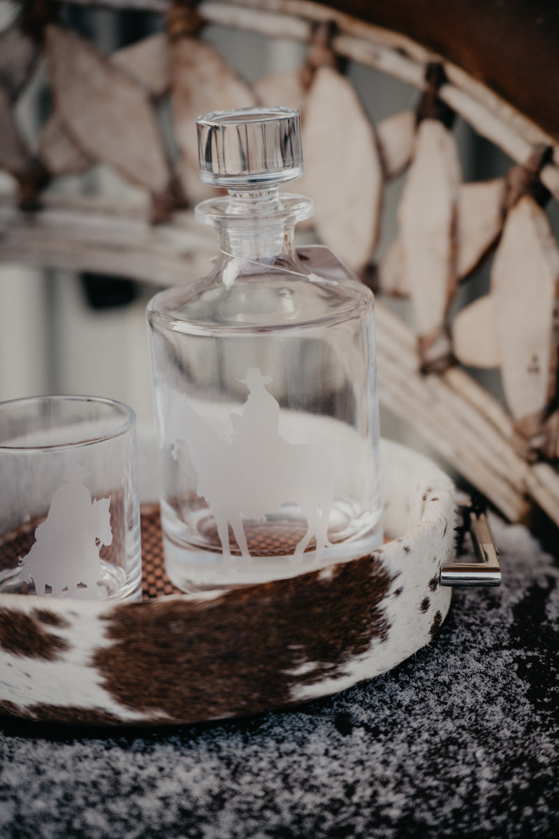 Cowboy Etched Glass Decanter