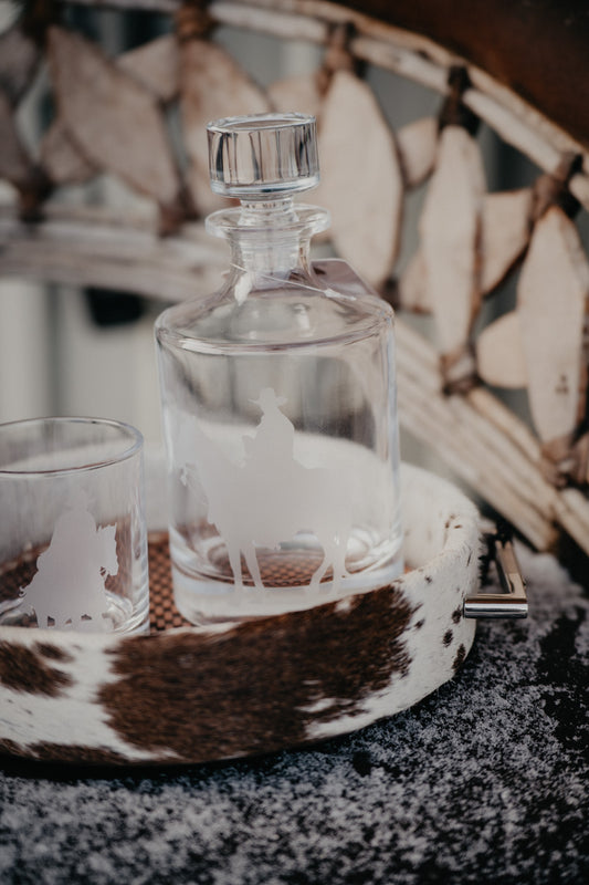Cowboy Etched Glass Decanter