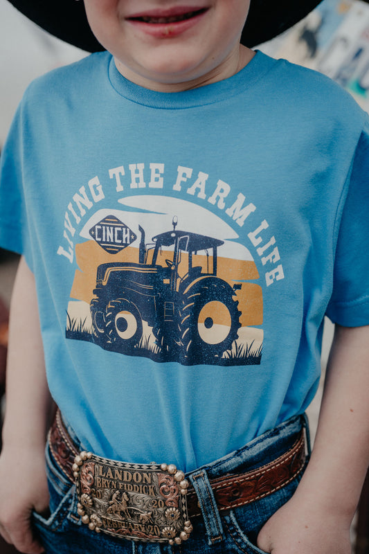 'Farm Life' Boy's CINCH Blue Graphic T-Shirt (S-L)