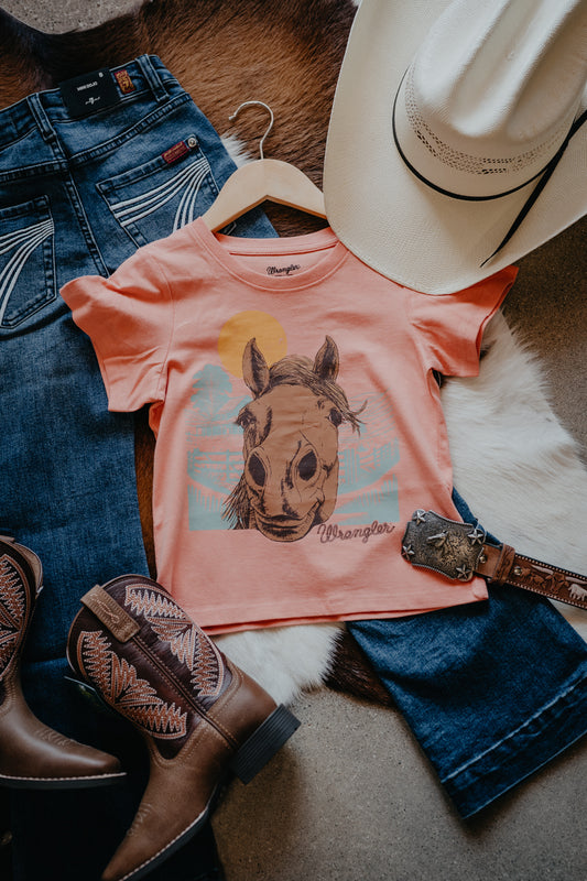 'Boop the Snoot' Girl's Pink Horse Graphic T-Shirt by Wrangler (XS-XL)
