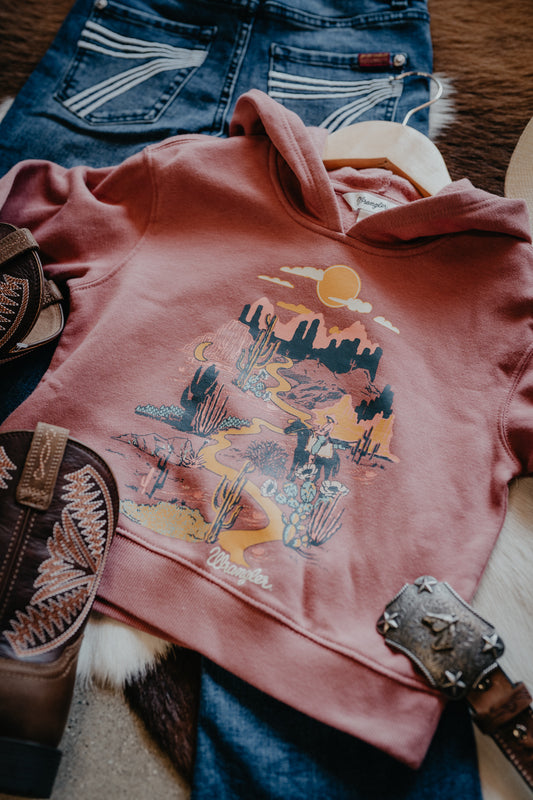 'Desert Cowgirl' Girl's Wrangler Dusty Rose Hoodie (XS-XL)