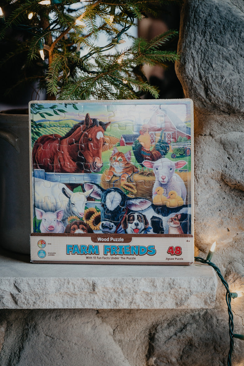 Wood Fun Facts -Farm Friends 48 Piece Wood Puzzle