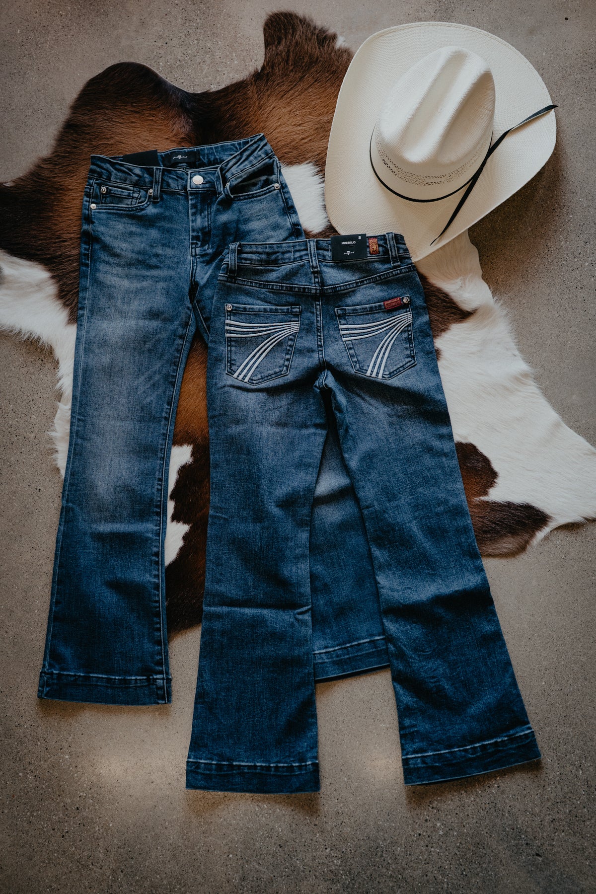 'DOJO Mini-Lake Blue' Dark Wash Dojo Flare Jean by 7FMK (8-14)