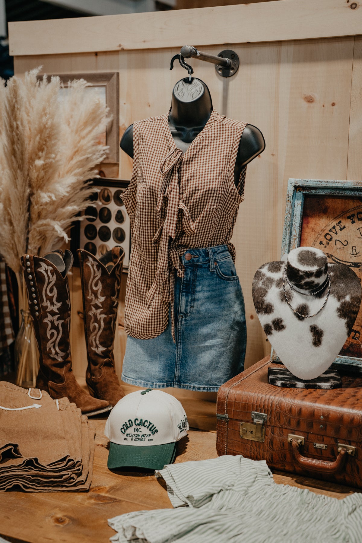 'Tori' Brown Checkerboard Plaid Front Tie Vest (S-XL)