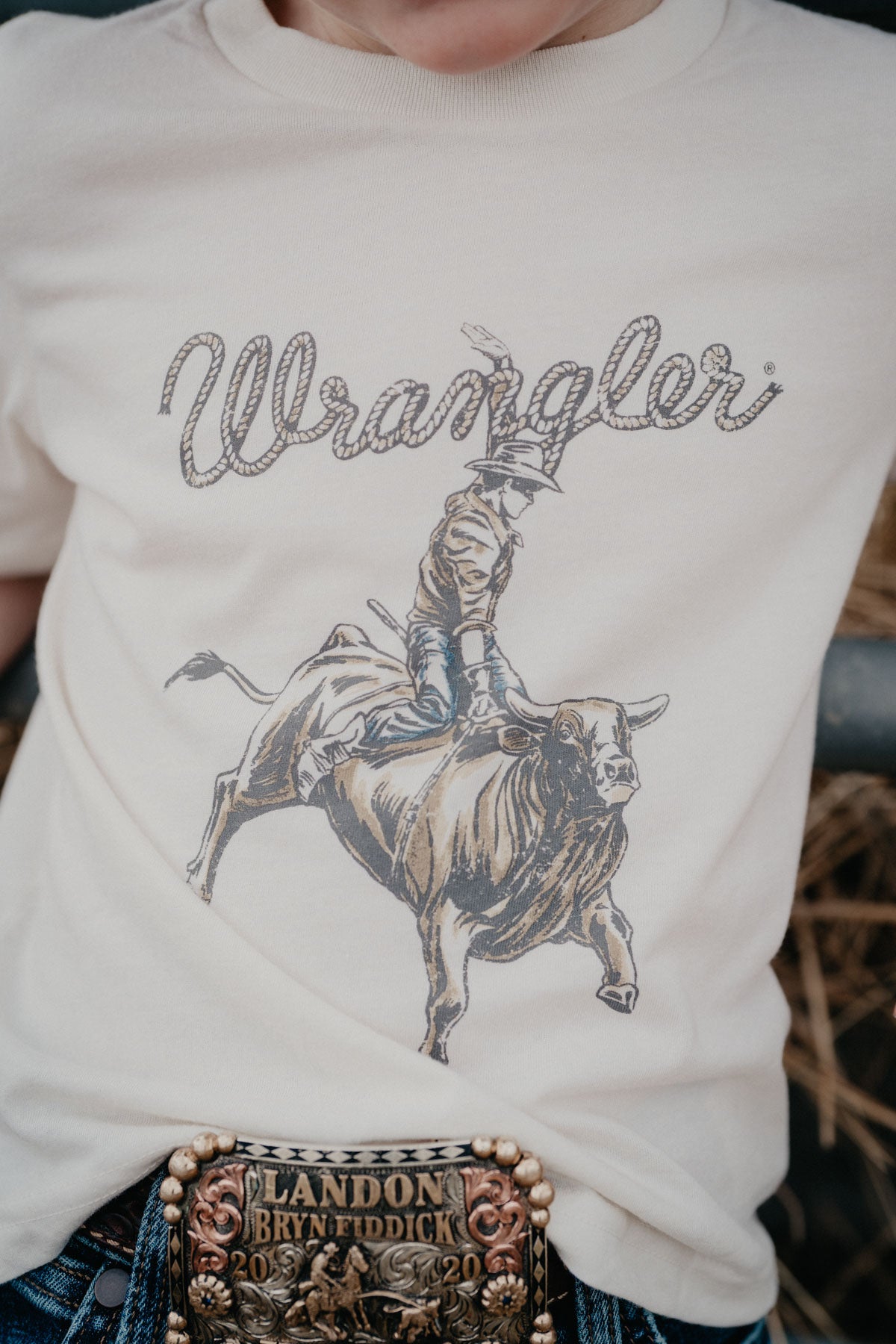 'Artie' Boy's Wrangler Antique White Bull T-shirt