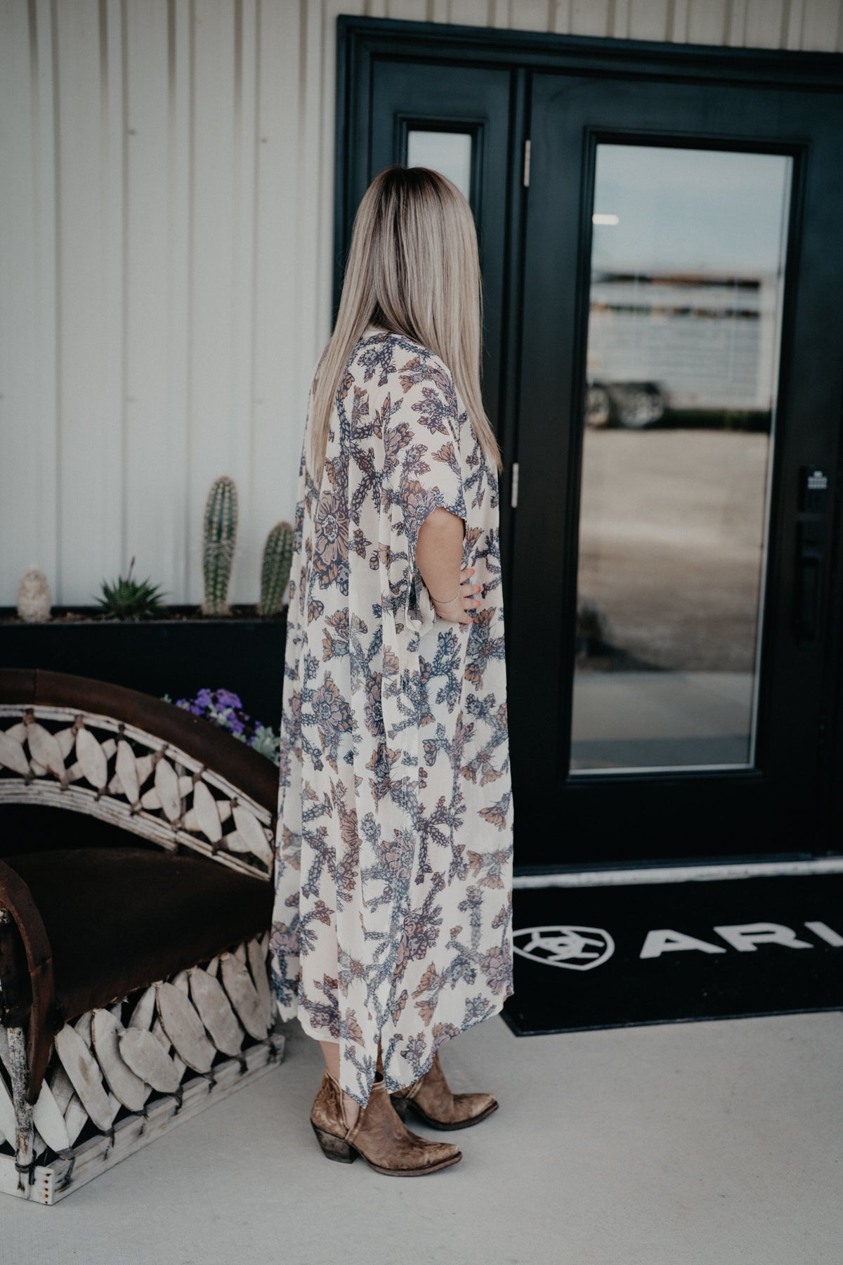 'Whitecap' Cacti Print Kimono / Duster by Hooey (One Size)