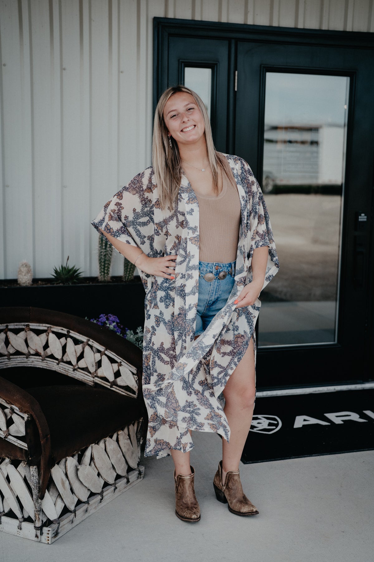 'Whitecap' Cacti Print Kimono / Duster by Hooey (One Size)