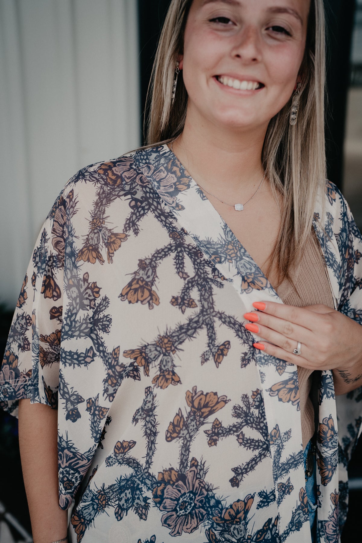 'Whitecap' Cacti Print Kimono / Duster by Hooey (One Size)