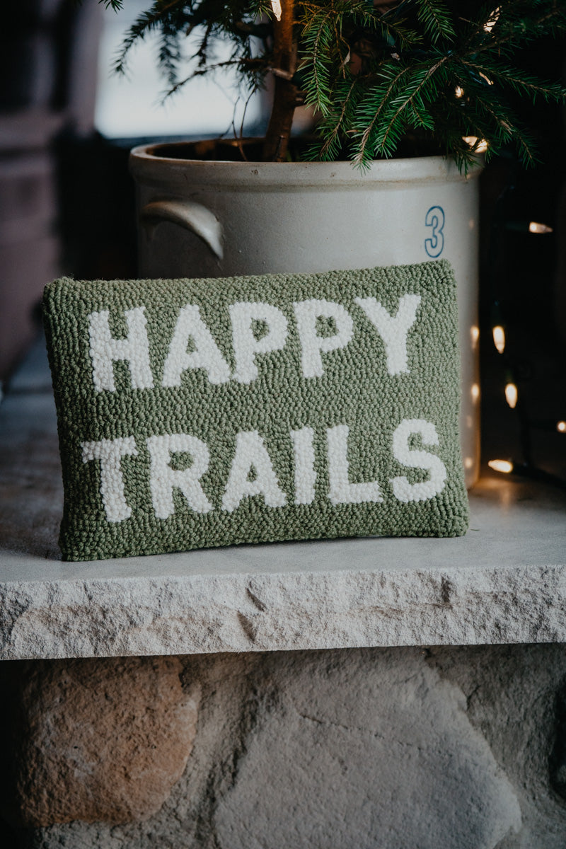 Happy Trails Rug Hooked Pillow (8"x12")