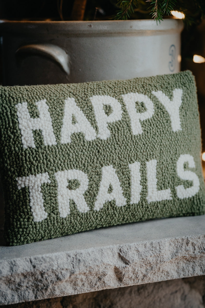Happy Trails Rug Hooked Pillow (8"x12")