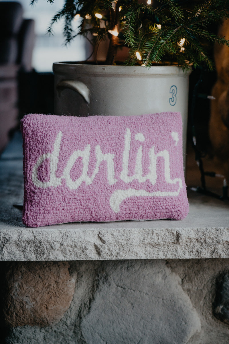Darlin Rug Hooked Pillow (8"x12")