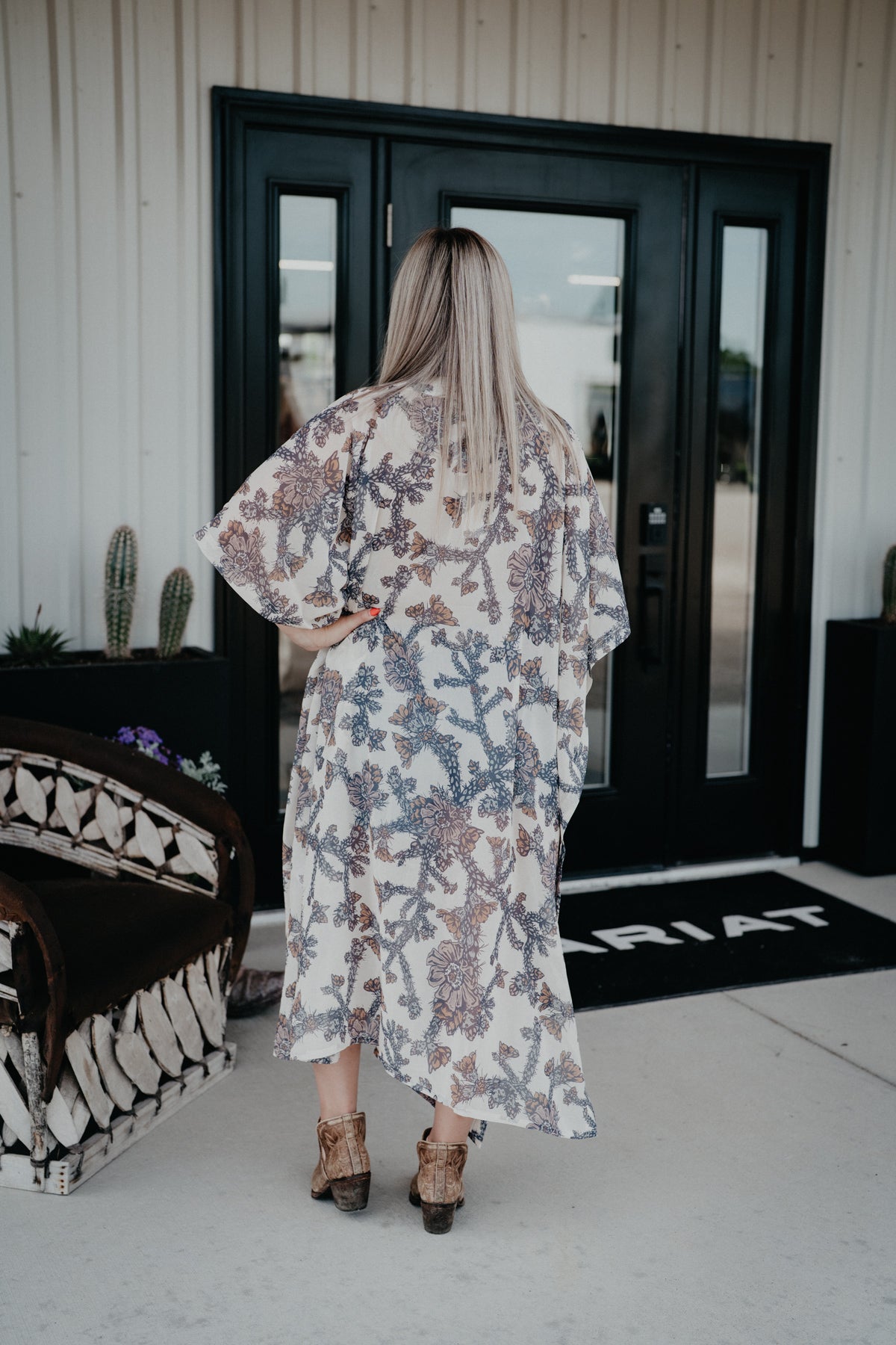 'Whitecap' Cacti Print Kimono / Duster by Hooey (One Size)