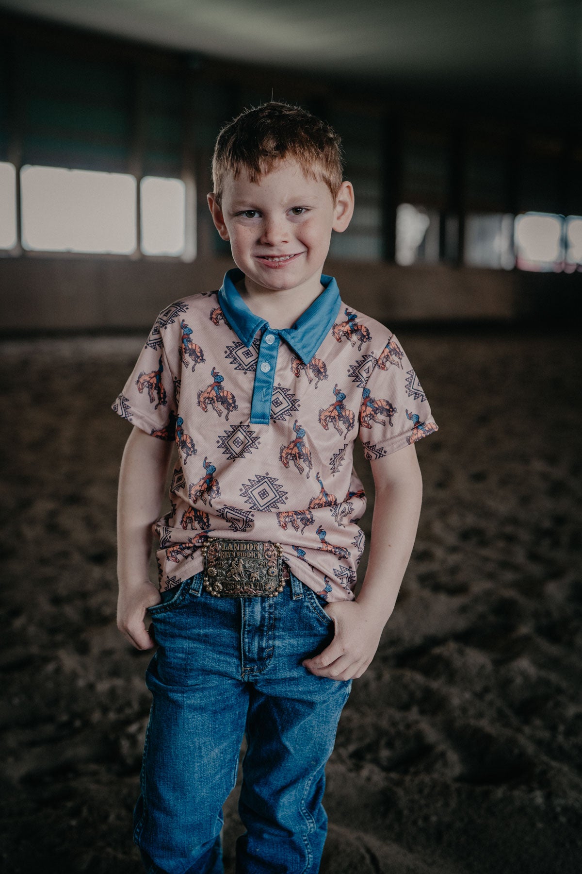 Aztec Bucking Horse Polo Onesie / Shirt (3-6M to 7T)