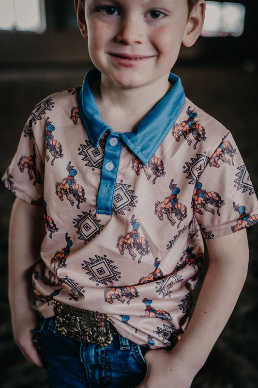 Aztec Bucking Horse Polo Onesie / Shirt (3-6M to 7T)